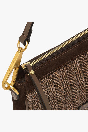 Borsa a spallla Brooke in camoscio e paglia intrecciata - 5