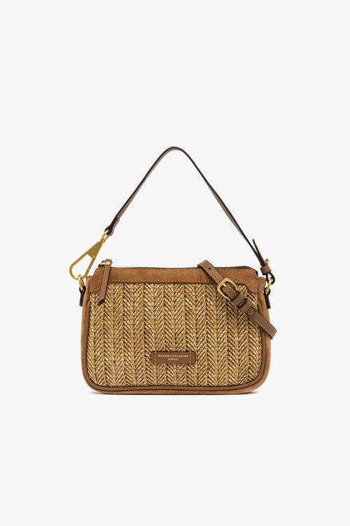 Borsa a spallla Brooke in camoscio e paglia intrecciata