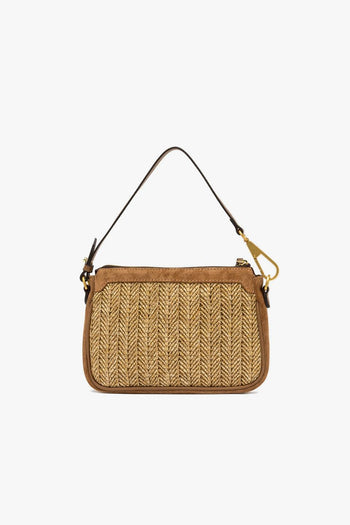 Borsa a spallla Brooke in camoscio e paglia intrecciata - 3