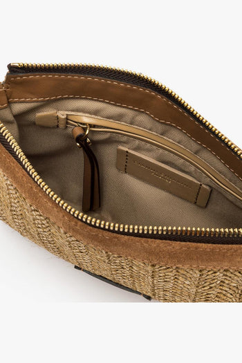 Borsa a spallla Brooke in camoscio e paglia intrecciata - 4