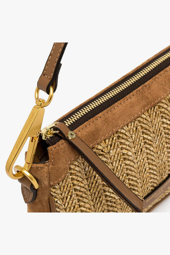 Borsa a spallla Brooke in camoscio e paglia intrecciata - 5