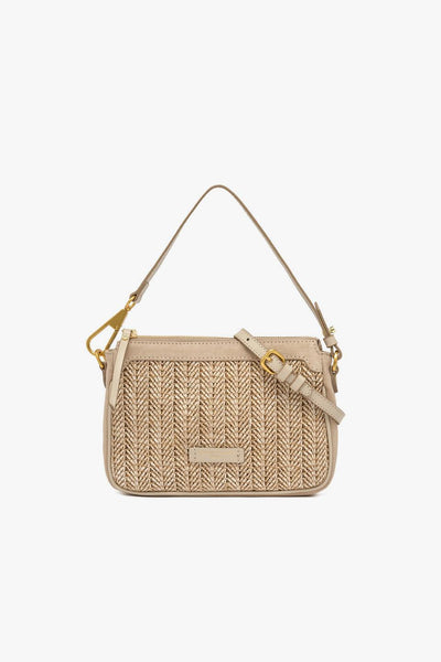 Borsa a spallla Brooke in camoscio e paglia intrecciata