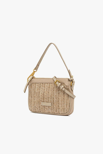 Borsa a spallla Brooke in camoscio e paglia intrecciata - 2