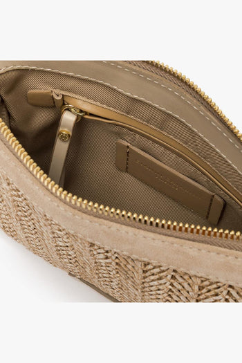 Borsa a spallla Brooke in camoscio e paglia intrecciata - 4