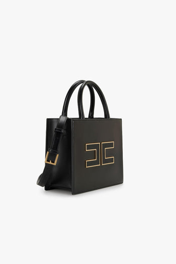 Borsa a mano piccola in ecopelle con maxi logo e tracolla - 2