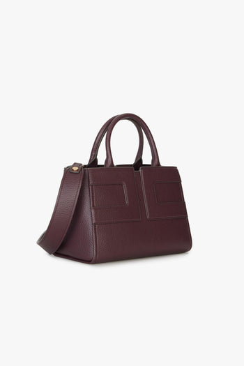 Borsa a mano in ecopelle effetto grain con maxi logo e tracolla - 2