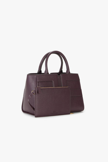 Borsa a mano in ecopelle effetto grain con maxi logo e tracolla - 3