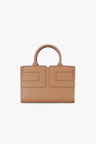 Borsa a mano in ecopelle effetto grain con maxi logo e tracolla