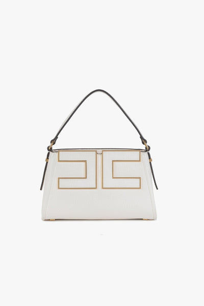 Borsa a mano piccola in ecopelle grain con maxi logo