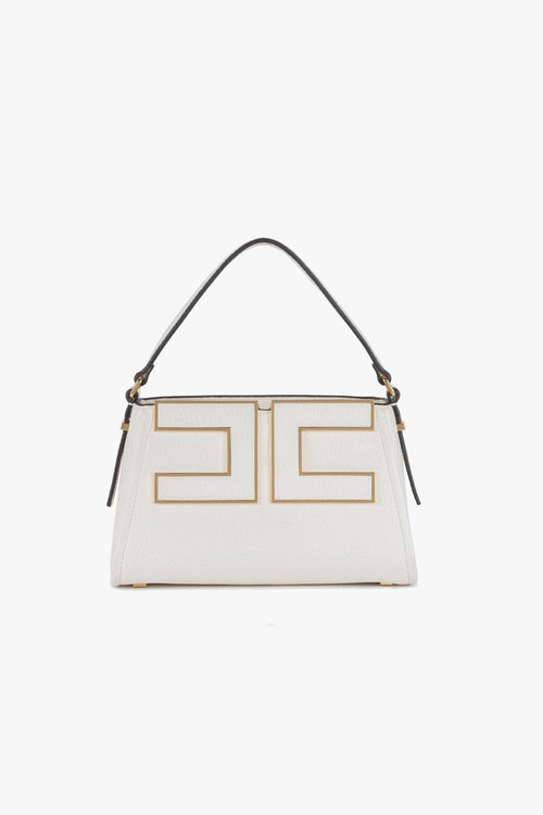 Borsa a mano piccola in ecopelle grain con maxi logo