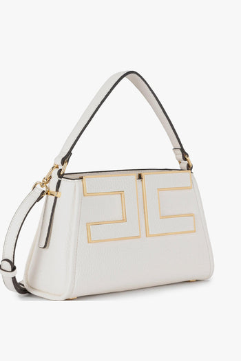 Borsa a mano piccola in ecopelle grain con maxi logo - 4