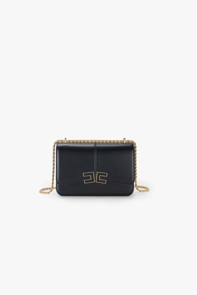 Borsa a tracolla in ecopelle con logo in metallo