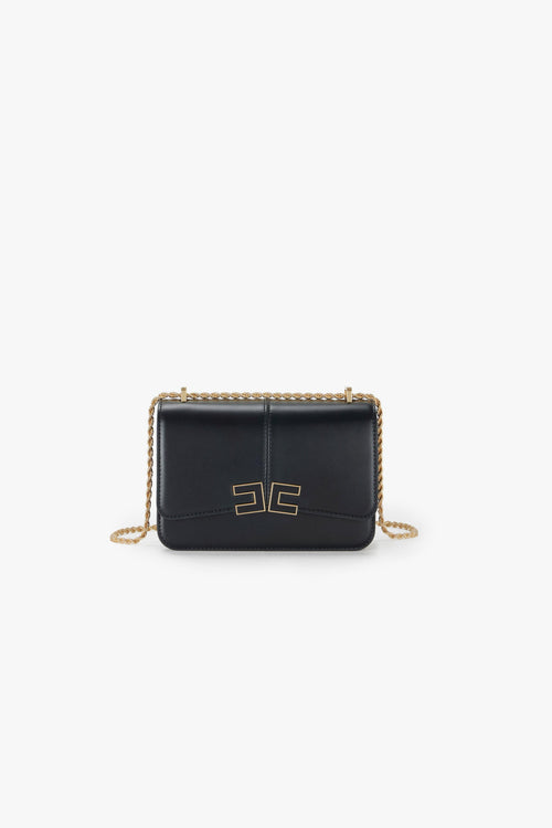 Borsa a tracolla in ecopelle con logo in metallo