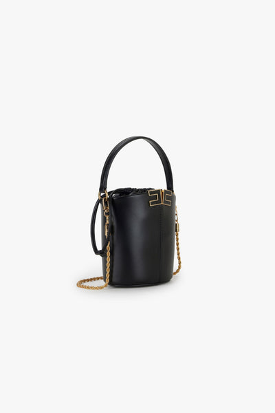 Borsa a secchiello in ecopelle con logo in metallo