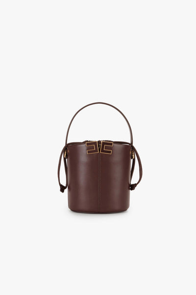 Borsa a secchiello in ecopelle con logo in metallo