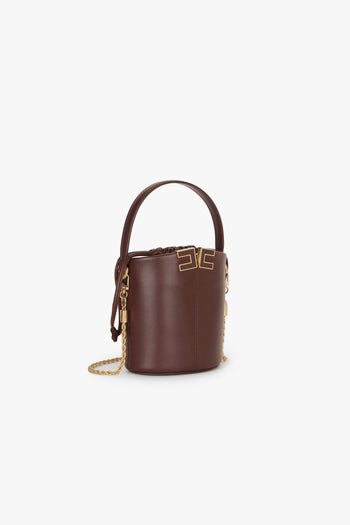 Borsa a secchiello in ecopelle con logo in metallo - 2