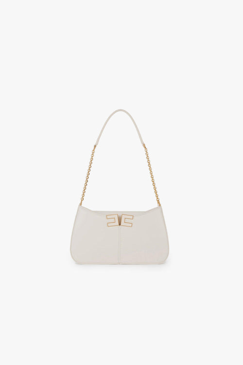 Borsa a spalla piccola in ecopelle con spacco a V e logo in metallo