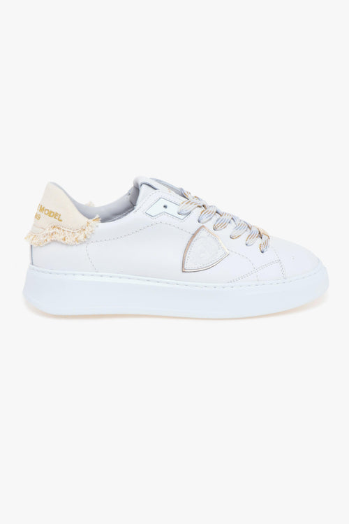 Sneaker Temple in pelle con talloncino in canvas sfilacciato