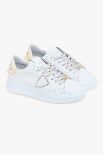 Sneaker Temple in pelle con talloncino in canvas sfilacciato - 2