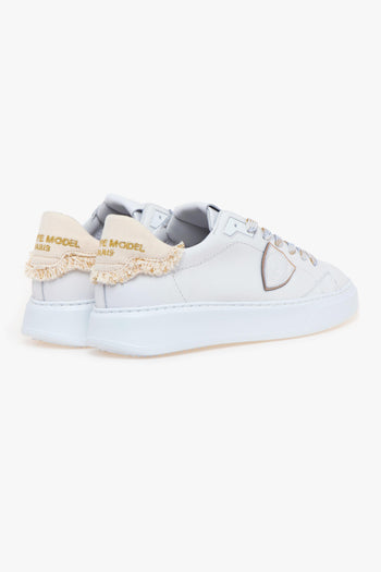 Sneaker Temple in pelle con talloncino in canvas sfilacciato - 3