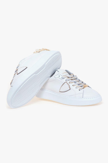 Sneaker Temple in pelle con talloncino in canvas sfilacciato - 4