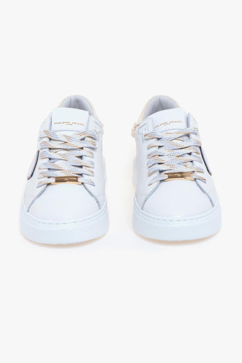 Sneaker Temple in pelle con talloncino in canvas sfilacciato - 5
