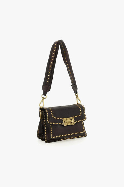 Borsa a tracolla Agnese S in pelle con borchie