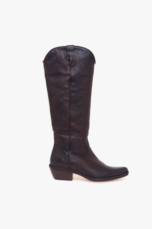 Stivale texano in pelle ricami