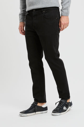 Jeans tinta unita in cotone elasticizzato - 3