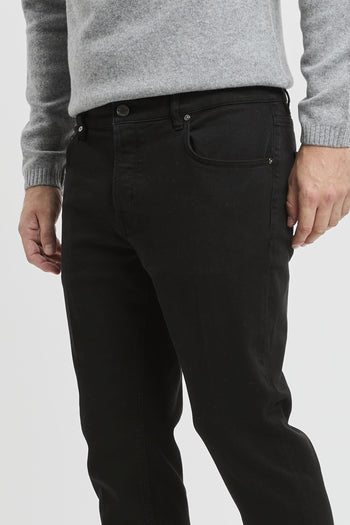 Jeans tinta unita in cotone elasticizzato - 4