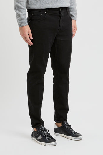 Jeans tinta unita in cotone elasticizzato - 5