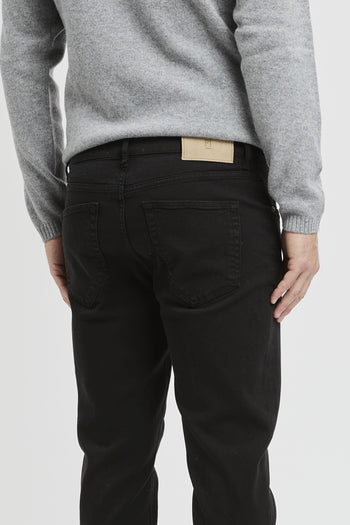 Jeans tinta unita in cotone elasticizzato - 7