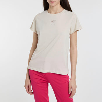 T-shirt in jersey di cotone con logo ricamato - 6