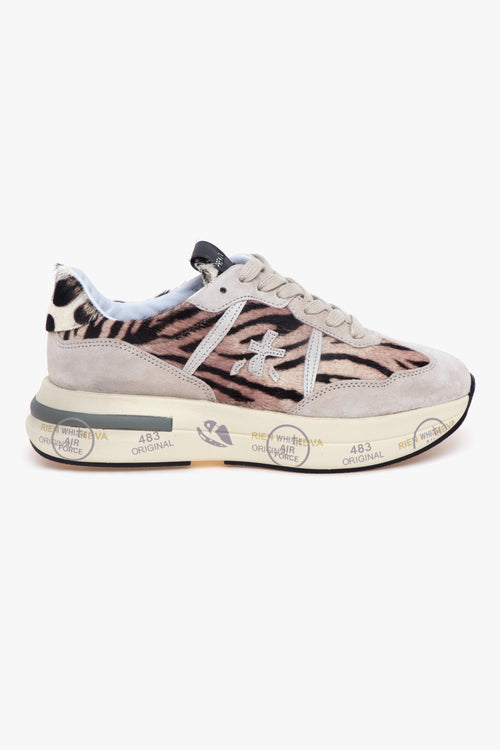 Sneaker Cassie in camoscio e cavallino zebrato