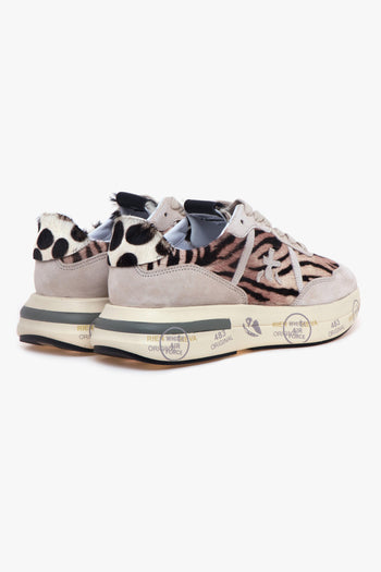 Sneaker Cassie in camoscio e cavallino zebrato - 3