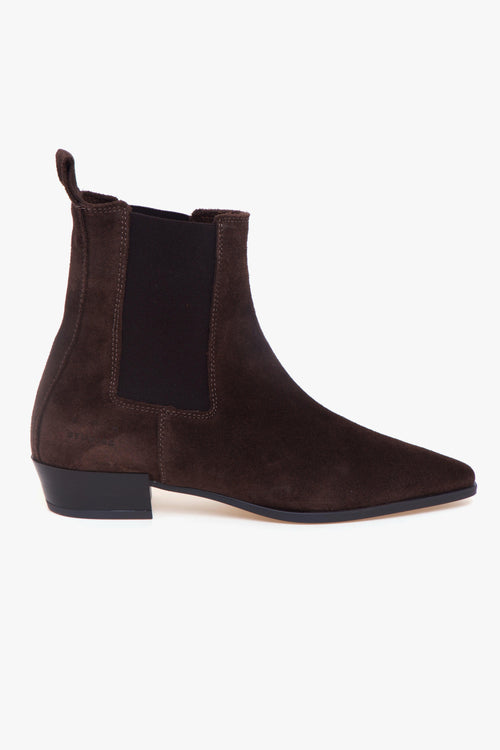 Tronchetto texano in camoscio con elastici e tacco 30 mm