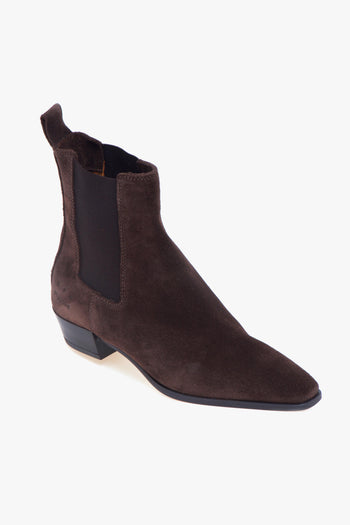 Tronchetto texano in camoscio con elastici e tacco 30 mm - 4