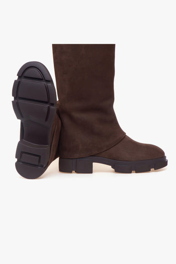 Stivale a 3/4 in nabuck con risvolto e suola in gomma leggera - 4