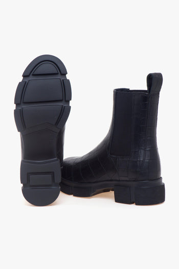Chelsea boot in pelle stampa cocco con suola in gomma - 4