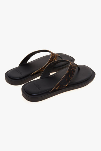 Sandalo flat in pelle con infradito - 3