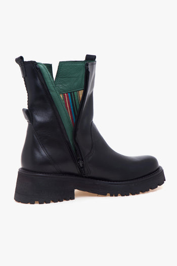 Tronchetto in pelle con spacco laterale e suola in gomma - 4