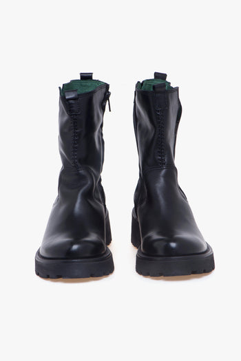 Tronchetto in pelle con spacco laterale e suola in gomma - 5