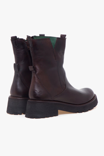 Tronchetto in pelle con spacco laterale e suola in gomma - 3