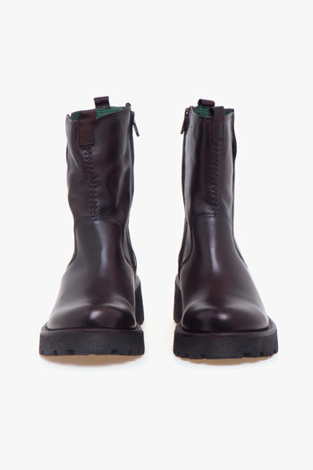 Tronchetto in pelle con spacco laterale e suola in gomma - 5