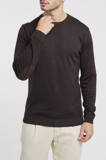 Maglia girocollo in lana merino extrafine con toppe - 3