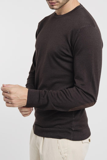 Maglia girocollo in lana merino extrafine con toppe - 5