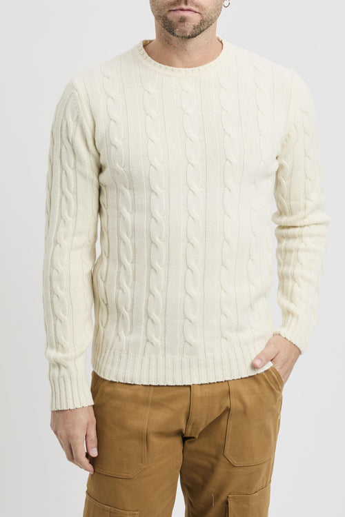 Maglione a girocollo con costa treccia