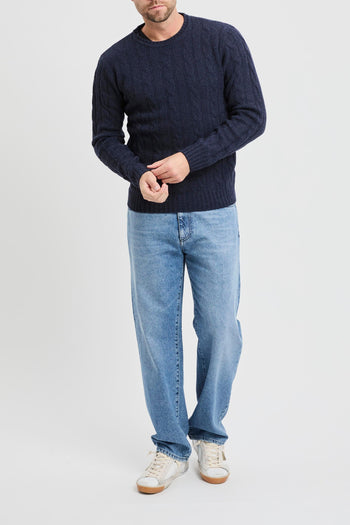 Maglione a girocollo con costa treccia - 2