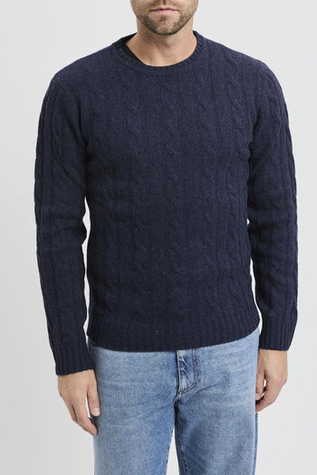 Maglione a girocollo con costa treccia - 3