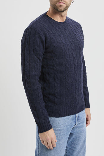 Maglione a girocollo con costa treccia - 4